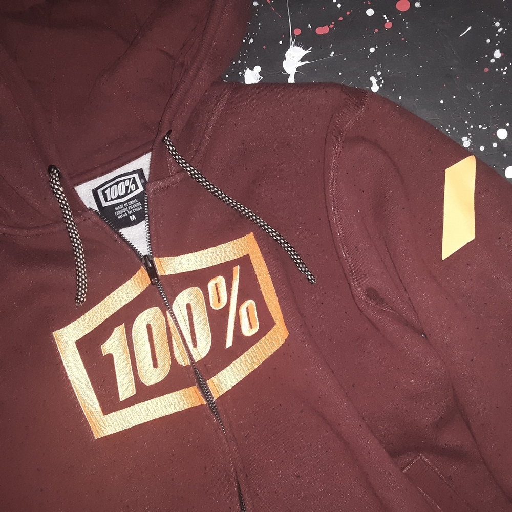 100% | red marled zip-up hoodie - Picture 2 of 7